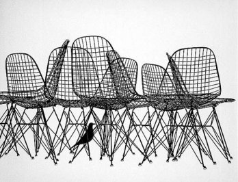 Charles & Ray Eames, Wire Chairs & Eameses Bird Sculpture, 1952_USA