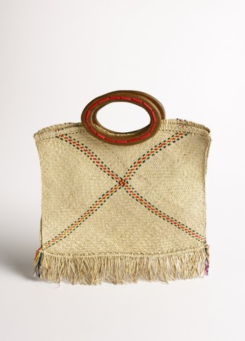 Kate Spade New York handbag made from undyed jipijapa with an FSC-certified morado (Bolivian rosewood) handle_Dan Whipps