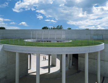 Fabrica for Benetton by Tadao Ando_Francesco Radino/Floating Lawn and Access to Elliptical Square.