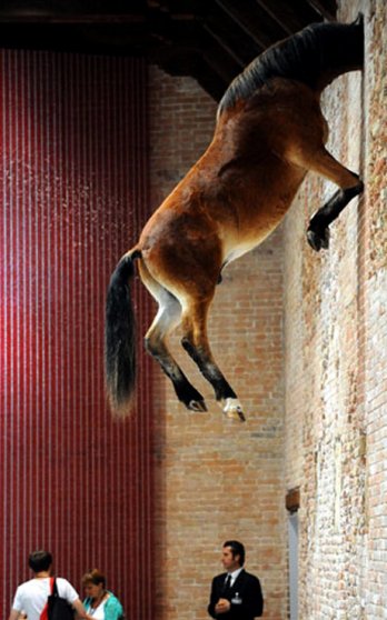 Tadao Ando Punta della Dogana/Untitled 2007, by Italian artist Maurizio Cattelan_Alberto Pizzoli-AFP-Getty Images